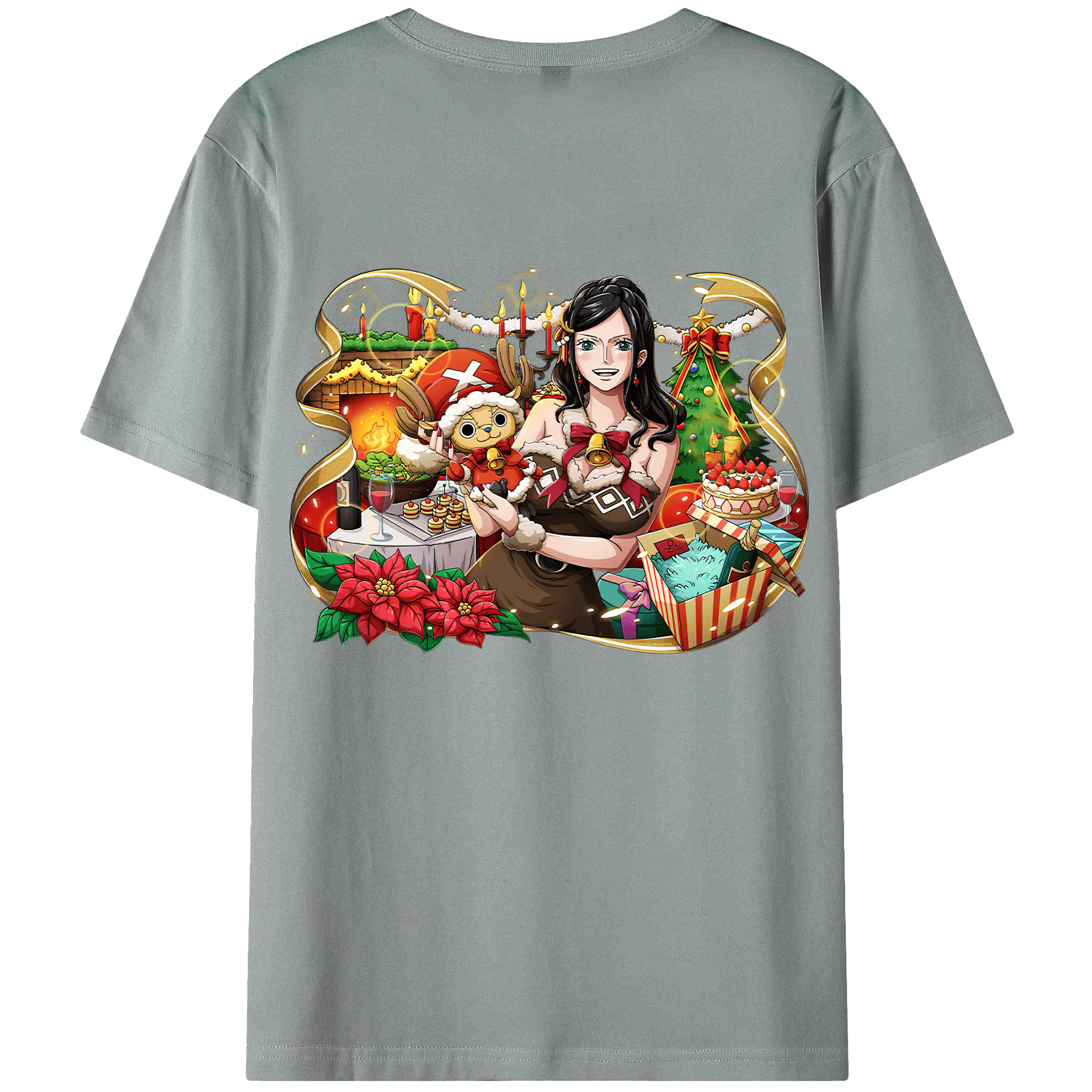 ワンピース ニコ・ロビン ONE PIECE Nico Robin 綿100％ メンズ半袖Tシャツ（バックプリント） 通気性
